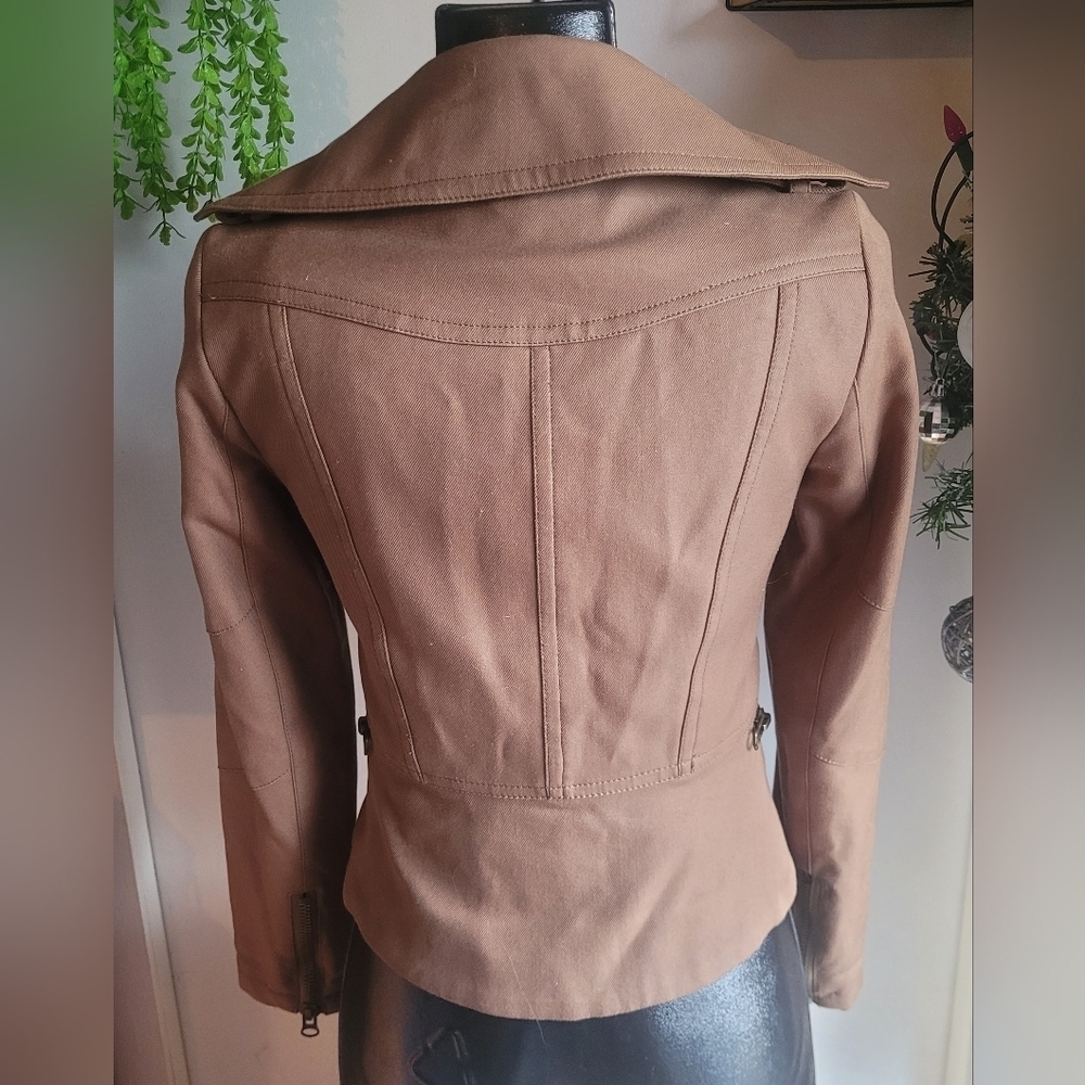 Sandra Augelazzi Tan Double Breasted Wide Collar Light Jacket Blazer Size XS - Picture 7 of 9